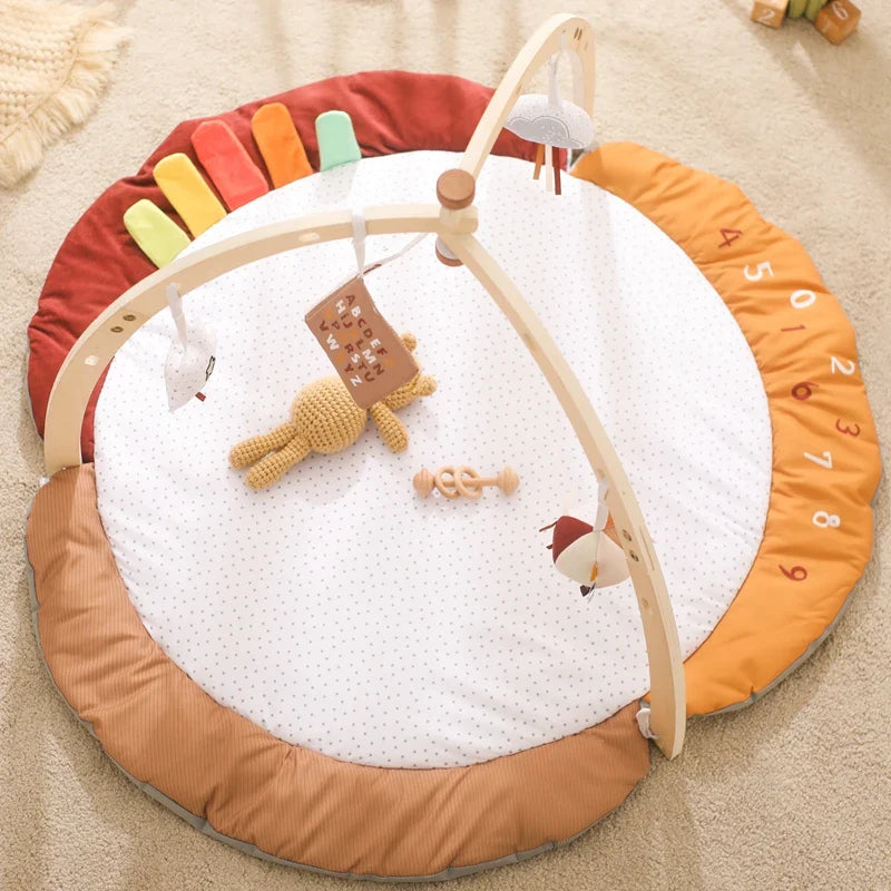 Baby Wooden Tripod Gym Frame Toddler Gym Activity Floewr Hanging Pendant Rattle Toys For Newborn Education Montessori Toys