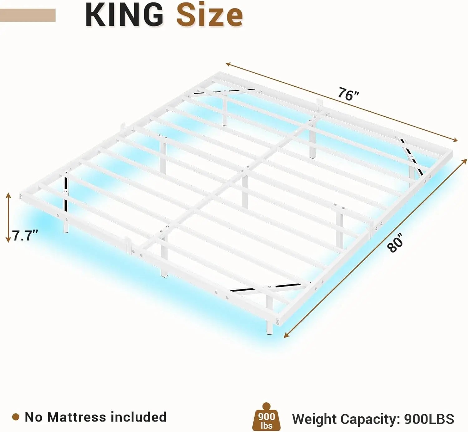 Floating Bed Frame Queen Size with LED Lights Metal Platform Queen Bed No Box Spring Needed Easy To Assemble Sturdy Durable