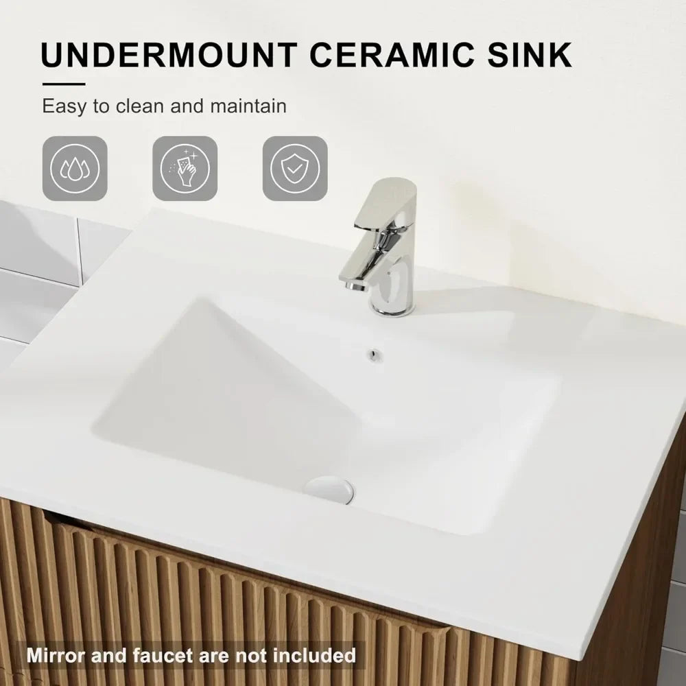 Wall-Mount Bathroom Vanity with Basin Sink Floating Bathroom Cabinet