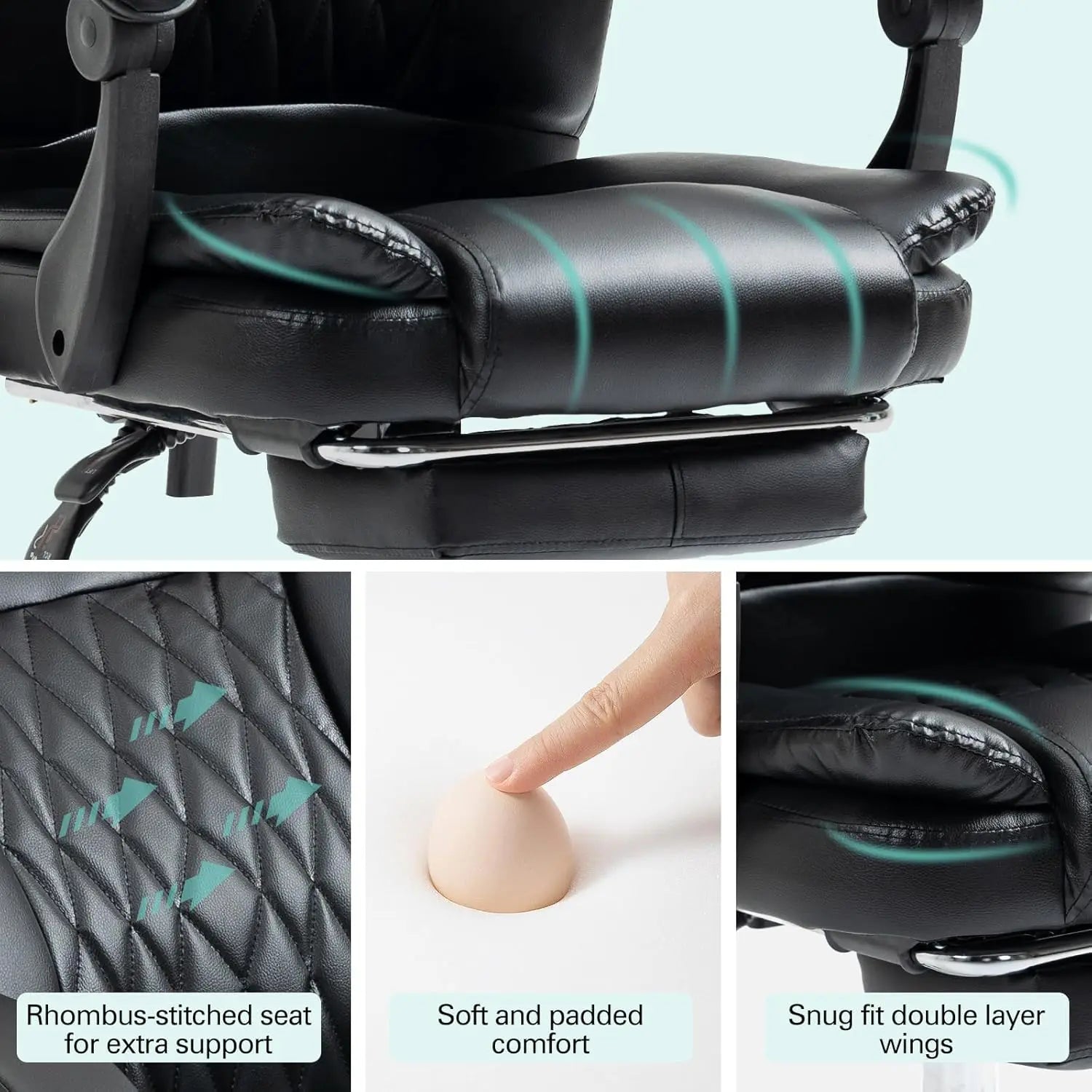 Ergonomic Office Chair with Massager, Heated Office Chair Reclining Massage Desk Chair, Home Office Desk Chair w/Foot Rest, Padd