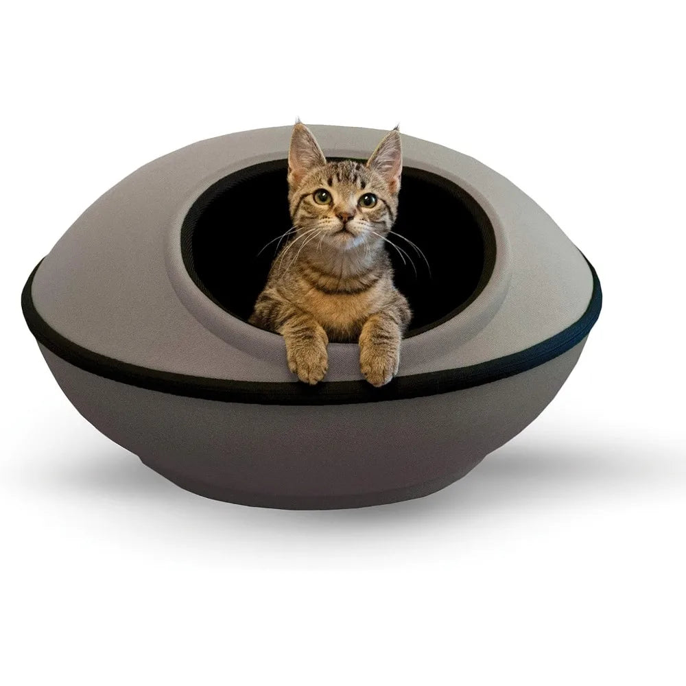 K&H Pet Products Thermo-Kitty Mod Dream Pod Heated Cat Bed for Large Cats, Indoor Heated Cat Cave, Thermal Cat Mat Hideaway for