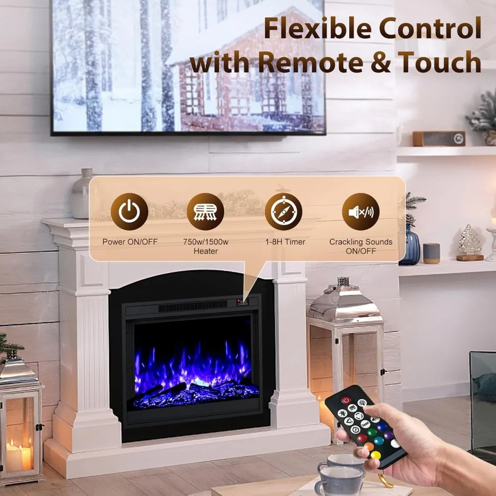 3 Sided Electric Fireplace, 60 inch Smart WiFi Fireplace Inserts,Mounted Eletric Fire Place Heater with 251 RGB LED Flame Colors