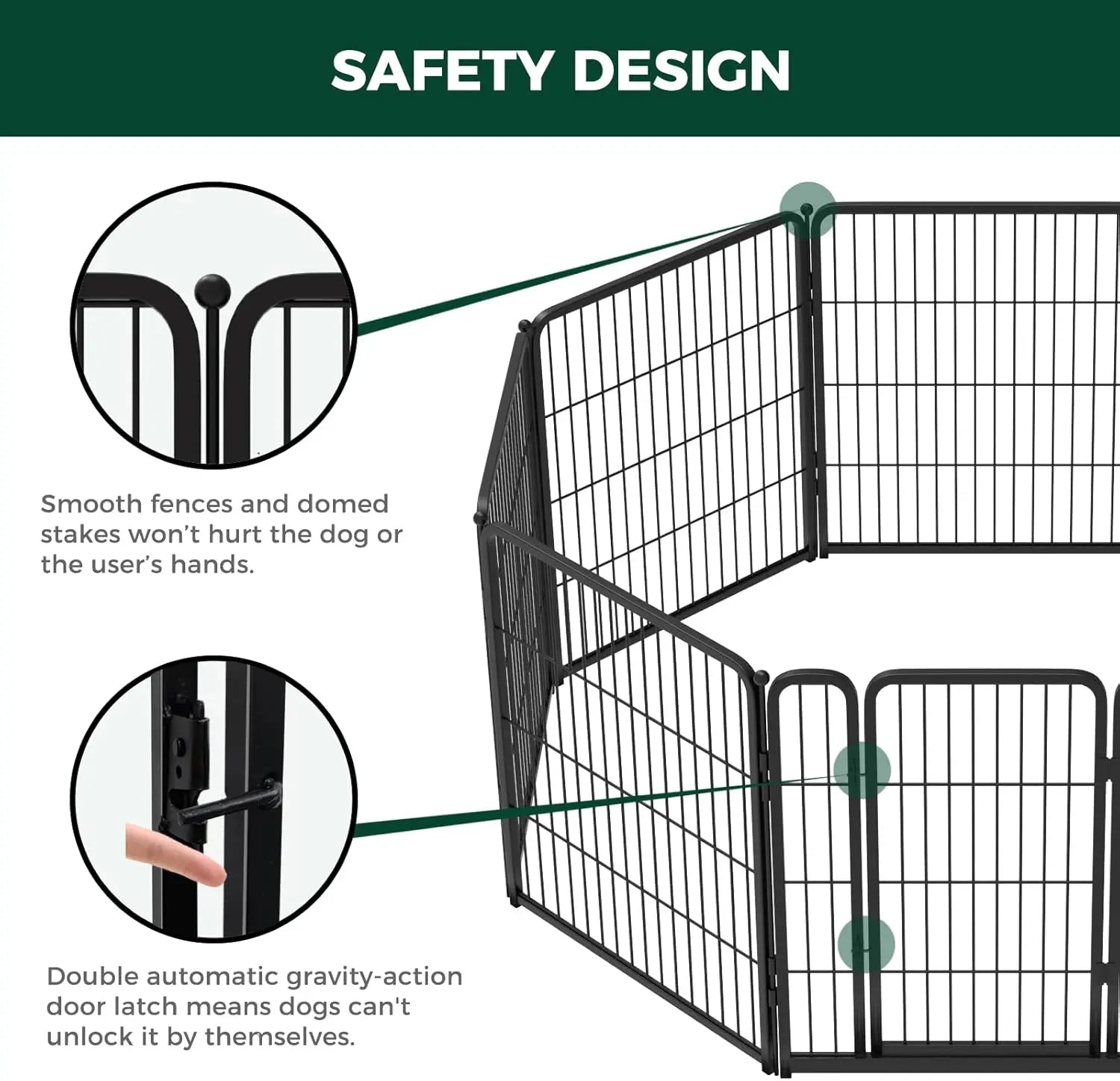 Dog Playpen Designed for Indoor Use, 40" Height for Large Dogs, Black Patented, Heavy Duty Metal Portable Dog Pens Fences