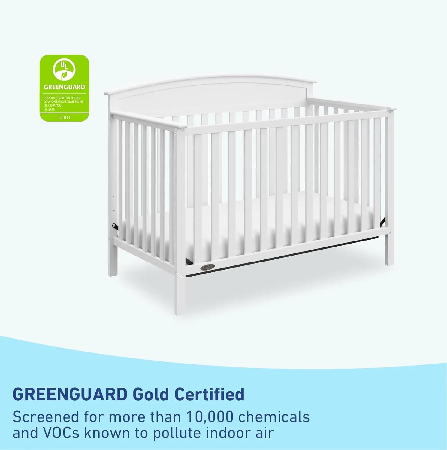 Graco Benton 5-in-1 Convertible Crib (White) – GREENGUARD Gold Certified, Converts From Baby Crib To Toddler Bed