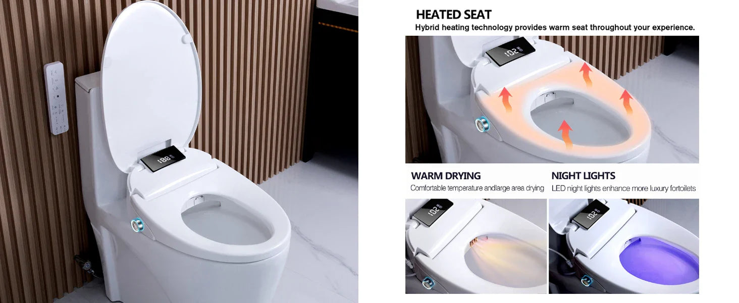 Upgrade Smart Bidet Toilet Seat Elongated, Electronic Heated Bidet with Adjustable Warm Air Dryer, Unlimited Bidet Warm Water