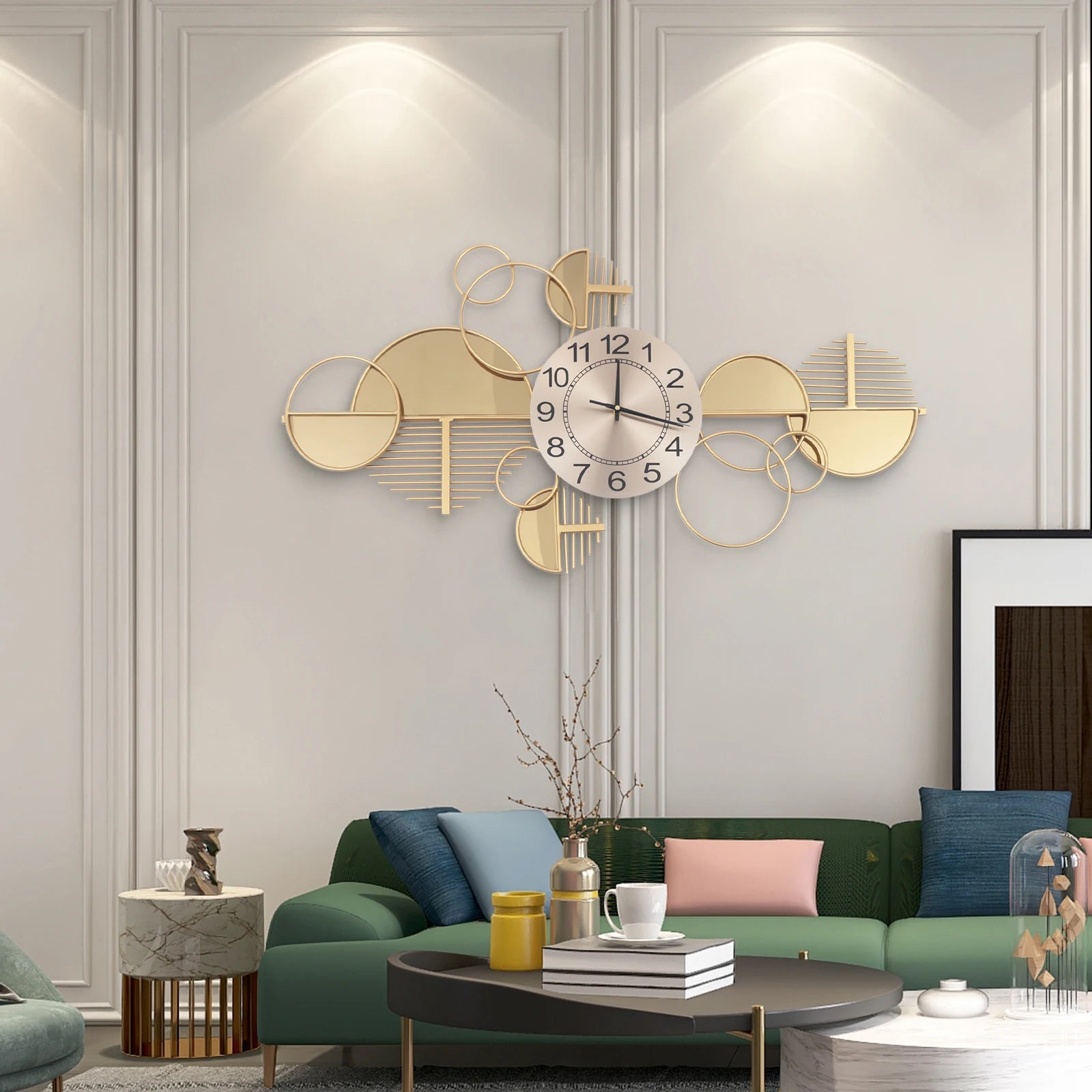 Large Golden Modern Minimalist Metal Wall Clock Family Living Room Decoration Pendant Creative Light Luxury Wall Watch Silent