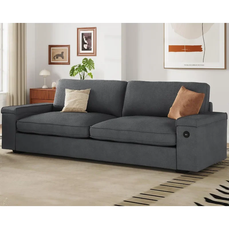 Modern Sofas Couches for Living Room, Comfy Couch with Extra Deep Seats, Oversized Loveseat Sofa with Storage and 2 USB C