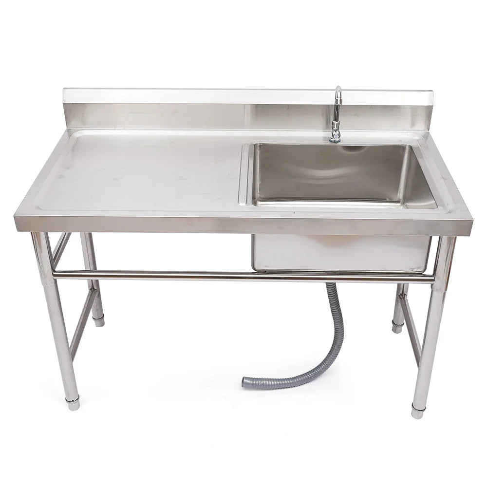 2 Compartment Stainless Steel Commercial Kitchen Sink Restaurant Utility Sink Dish Washing Disinfection Pool with Standing Rack