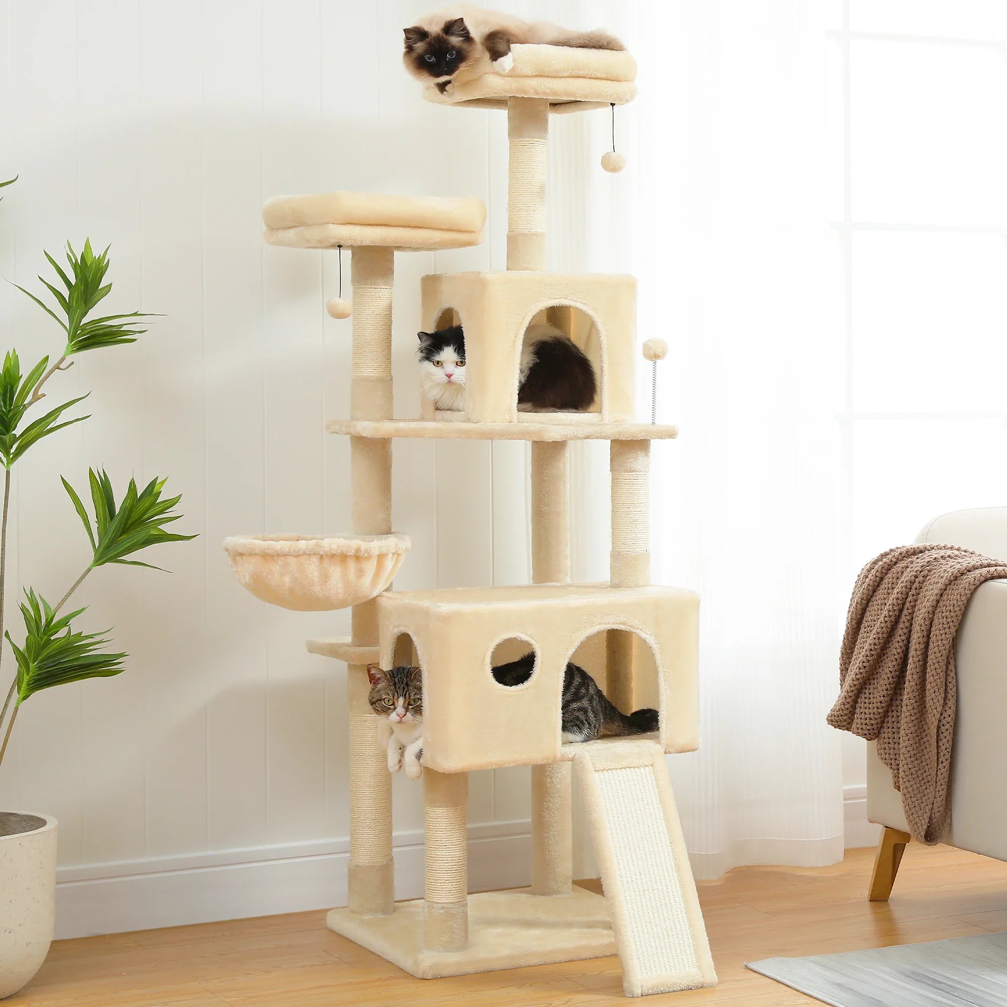 Multi-Level Cat Tree with Condo Scratching Posts Large Cat Tower with Hammock Cat Accessories Kitty Cat Toys Cat Pet Supplies