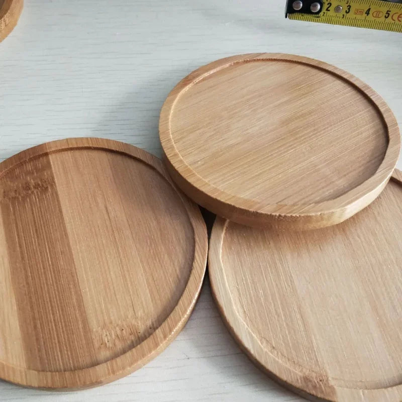 Tea Coffee Cup Pad Placemats Decor Walnut Bamboo Coasters Durable Heat Resistant Square Round Drink Mat Bowl Teapot