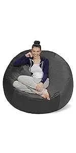 - Plush Bean Bag Sofas with Super Soft Microsuede Cover - XL Memory Foam Stuffed Lounger Chairs for Kids, Adults, Coup