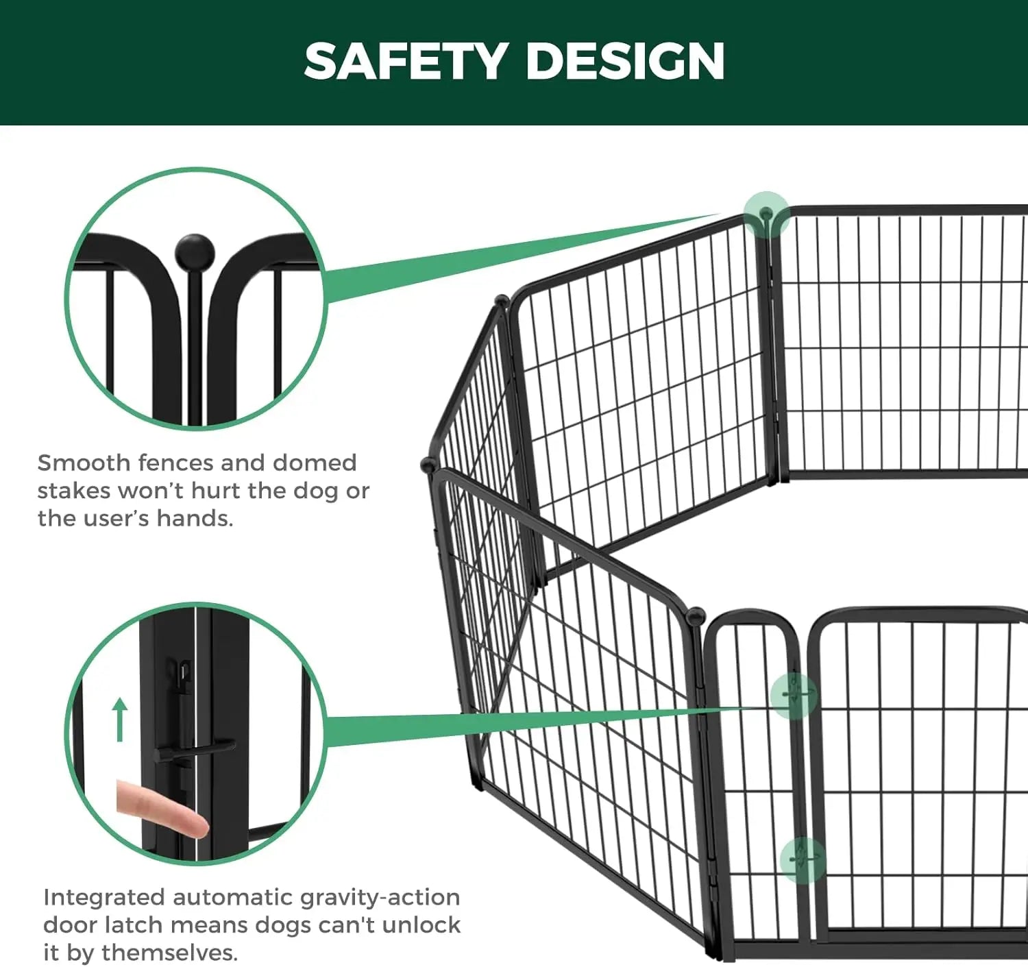 Dog Playpen Designed for Indoor Use, 40" Height for Large Dogs, Black Patented, Heavy Duty Metal Portable Dog Pens Fences