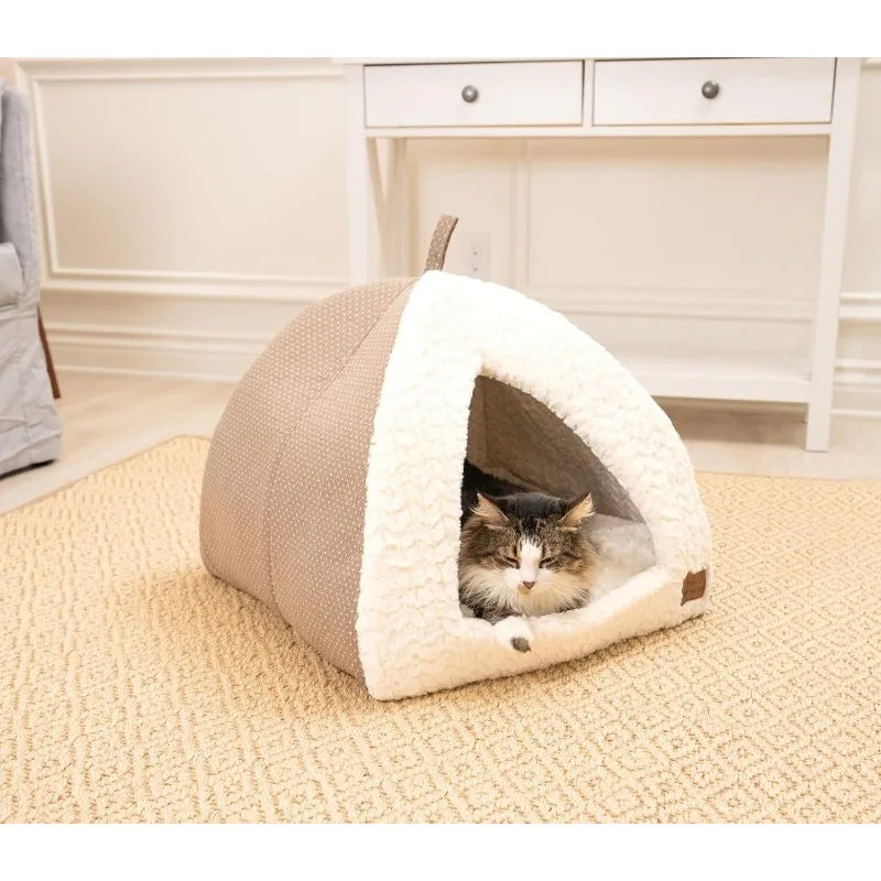 Cat Bed for Indoor Cats,Medium Large Cats Cave Bed,Machine Washable,Removable Cushion Cover,Small Dogs Tent Bed