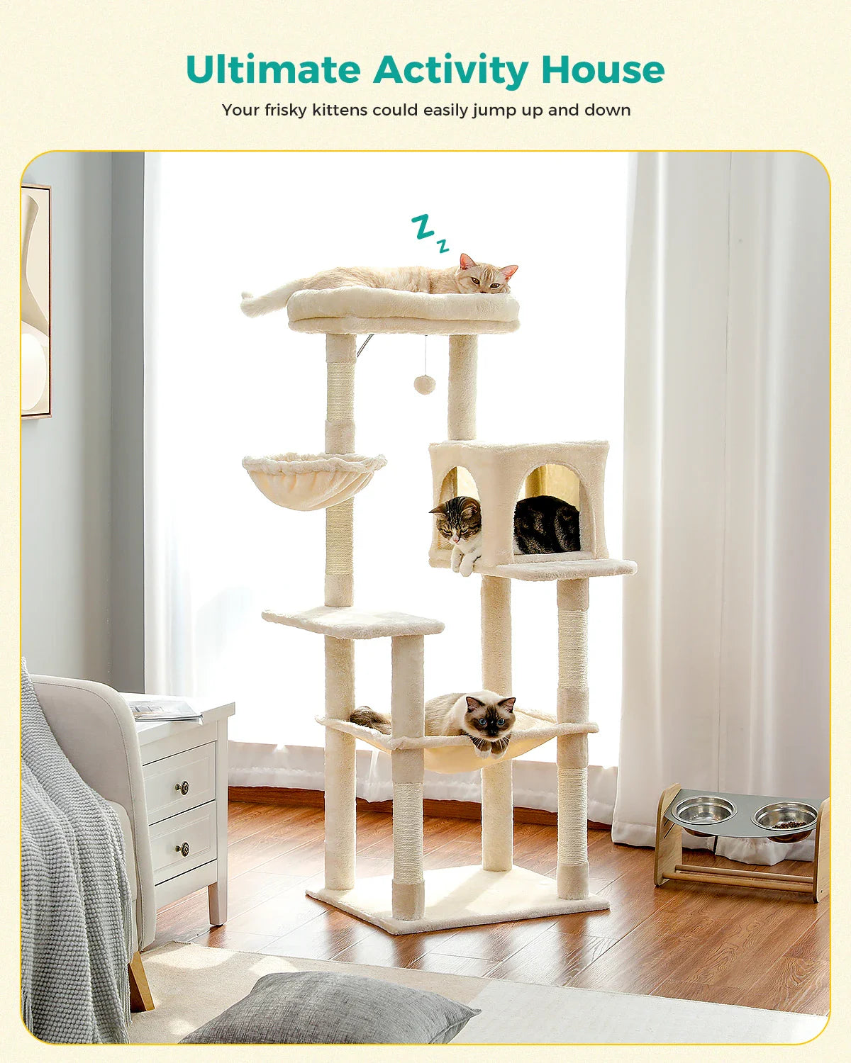 Multi-Level Cat Tree with Condo Scratching Posts Large Cat Tower with Hammock Cat Accessories Kitty Cat Toys Cat Pet Supplies