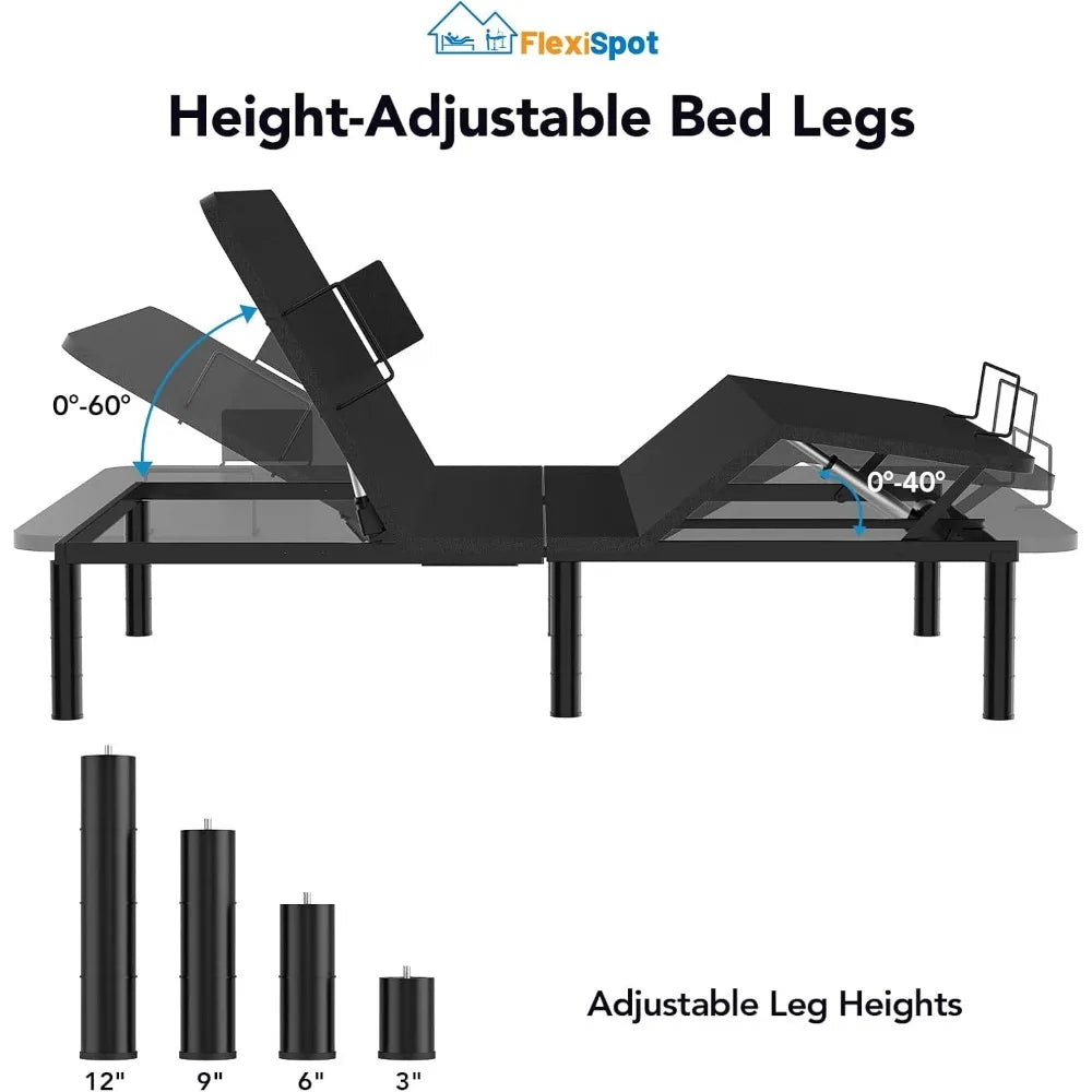 Adjustable Bed Frame Base Queen,Whisper Quiet Durable Motor,Zero Gravity,Mattress Holders, 3-Step Assembly.