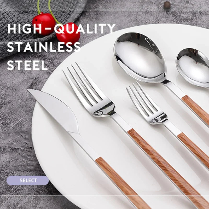 4PCS Marble Handle Tableware Set Stainless Steel Knife Fork and Spoon Set Home Kitchen for Dining Table Western Dinnerware Set