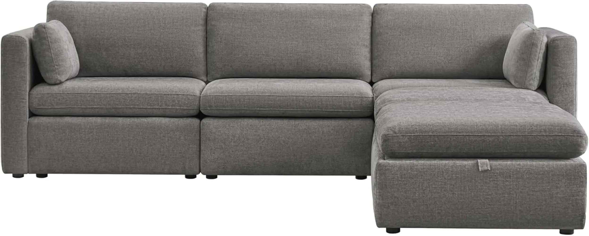 Oversized Modular Cloud Sectional Fabric Sofa Set,L Shaped Couch Modular Sectional Couch,5 Seat Sofa Includes 2 Storage Ottomans