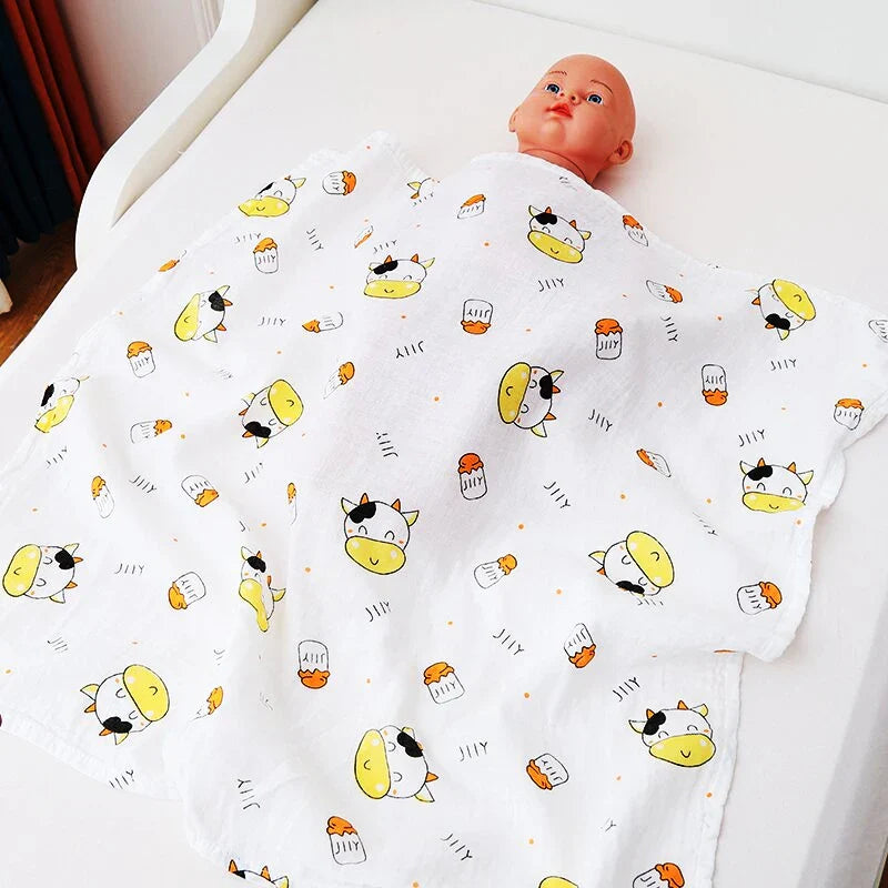 70x70cm Baby Blanket Ultra Soft Organic Cotton Newborn Swaddle Wrap Dual Layers Infant Feeding Burp Cloth Towel Scarf Baby Stuff