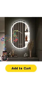 24x32 Lighted Bathroom Mirror with Bluetooth Speaker - Smart LED Makeup Wall Mounted Mirrors - 3 Lights Setting Anti-Fog