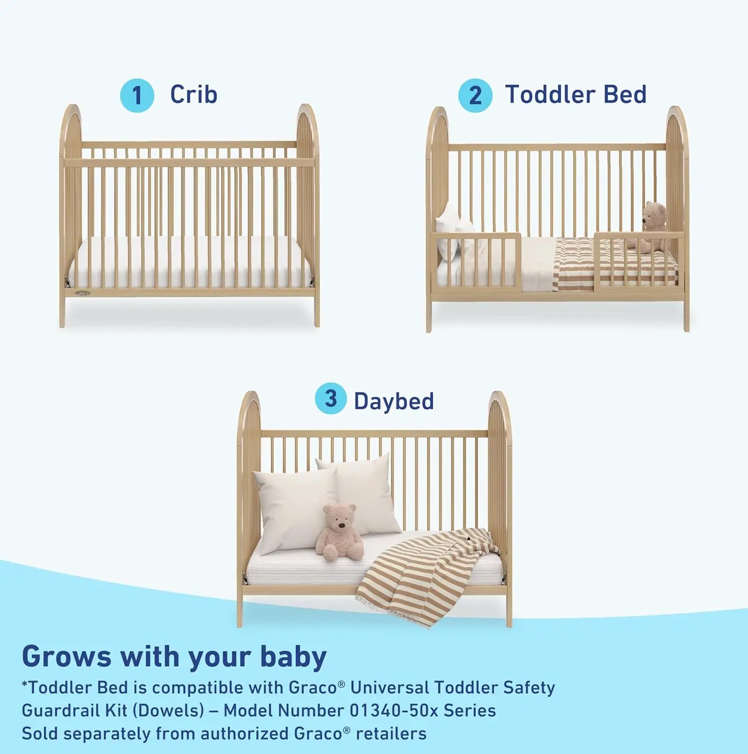 3-in-1 Convertible Crib (Driftwood) – GREENGUARD Gold Certified, Converts to Daybed and Toddler Bed, Fits Standard Full-Size Cri