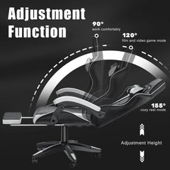 Gaming Chair with Footrest Gamer Chairs Ergonomic with Lumbar Cushion Headrest Gaming Chair Height Adjustable Computer Chair