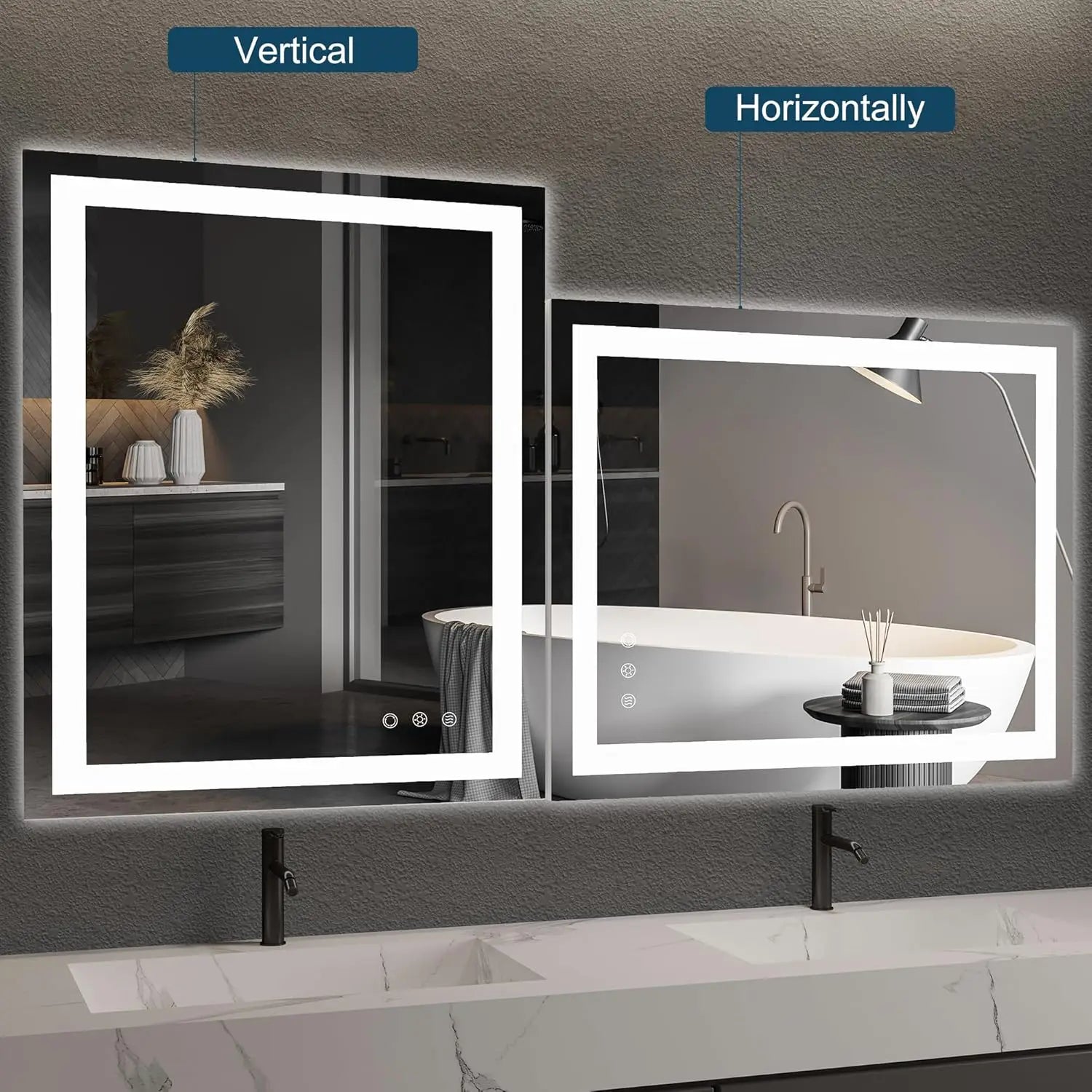 30x36 Inch LED Bathroom Mirror - Anti-Fog, Bathroom Mirror with LED Lights - 3 Color