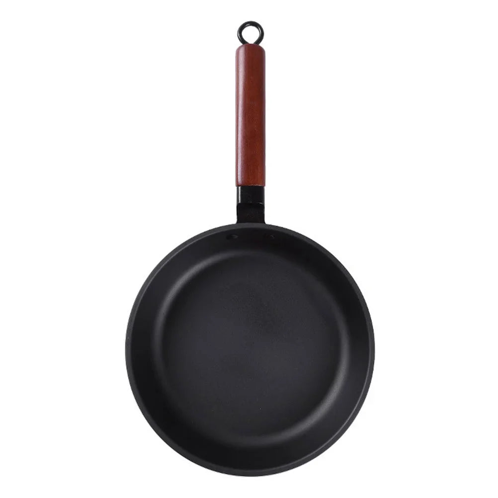 Pan Iron Flat Skillet Crepe Omelette Wooden Bamboo Pancake Cooking Home Non-Stick Frying Pans