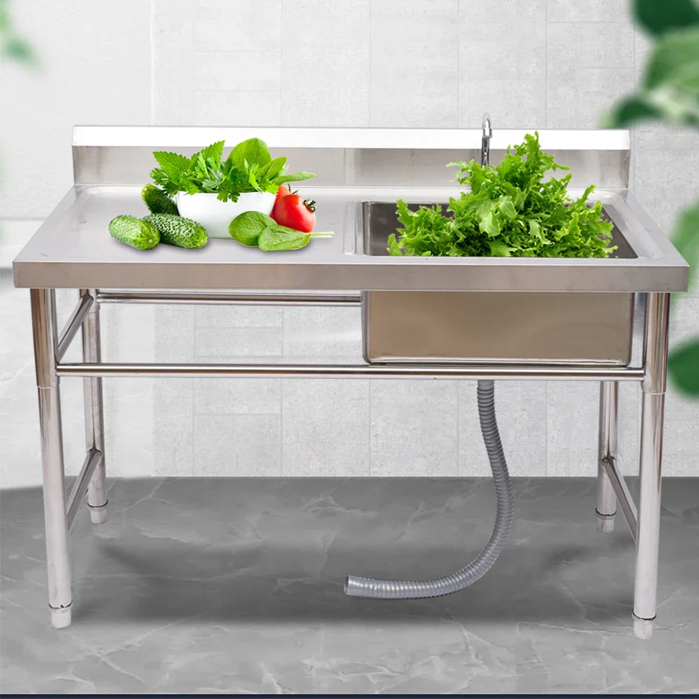 2 Compartment Stainless Steel Commercial Kitchen Sink Restaurant Utility Sink Dish Washing Disinfection Pool with Standing Rack