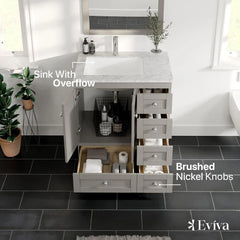 Vanity Freestanding 30 Inch Vanity with Sink and Countertop Modern Bathroom Cabinet with Elegant Gray Finish and Porcelain