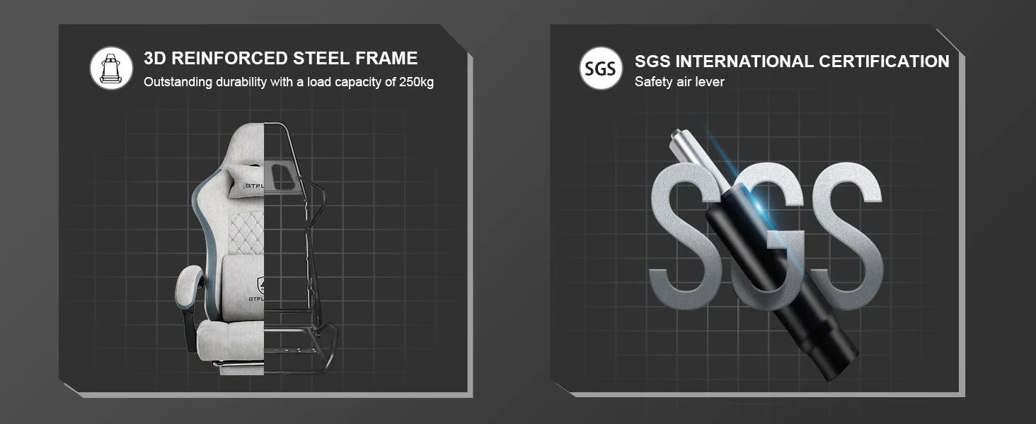 GTPLAYER Gaming Chair, Computer Office Chair with Pocket Spring Cushion, Linkage Armrests and Footrest, High Back