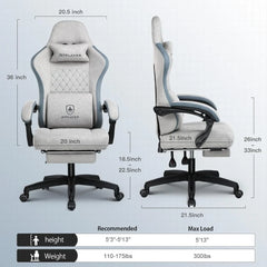 GTPLAYER Gaming Chair, Computer Office Chair with Pocket Spring Cushion, Linkage Armrests and Footrest, High Back