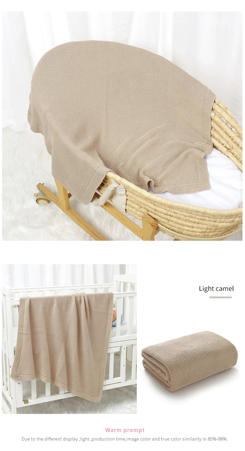 Cotton Baby Blankets Knitted 100*80cm Solid Color Quilts for Newborn Boy Girl Stroller Bedding Swaddle Wrap Portable All Seasons