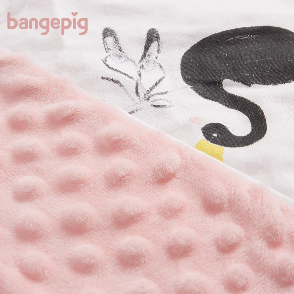 Bangepig Two layers Cartoon Cotton Embossed Flannel Soft Toddler Children Spring Baby Blanket Kid Back Seat Cover Baby Quilt