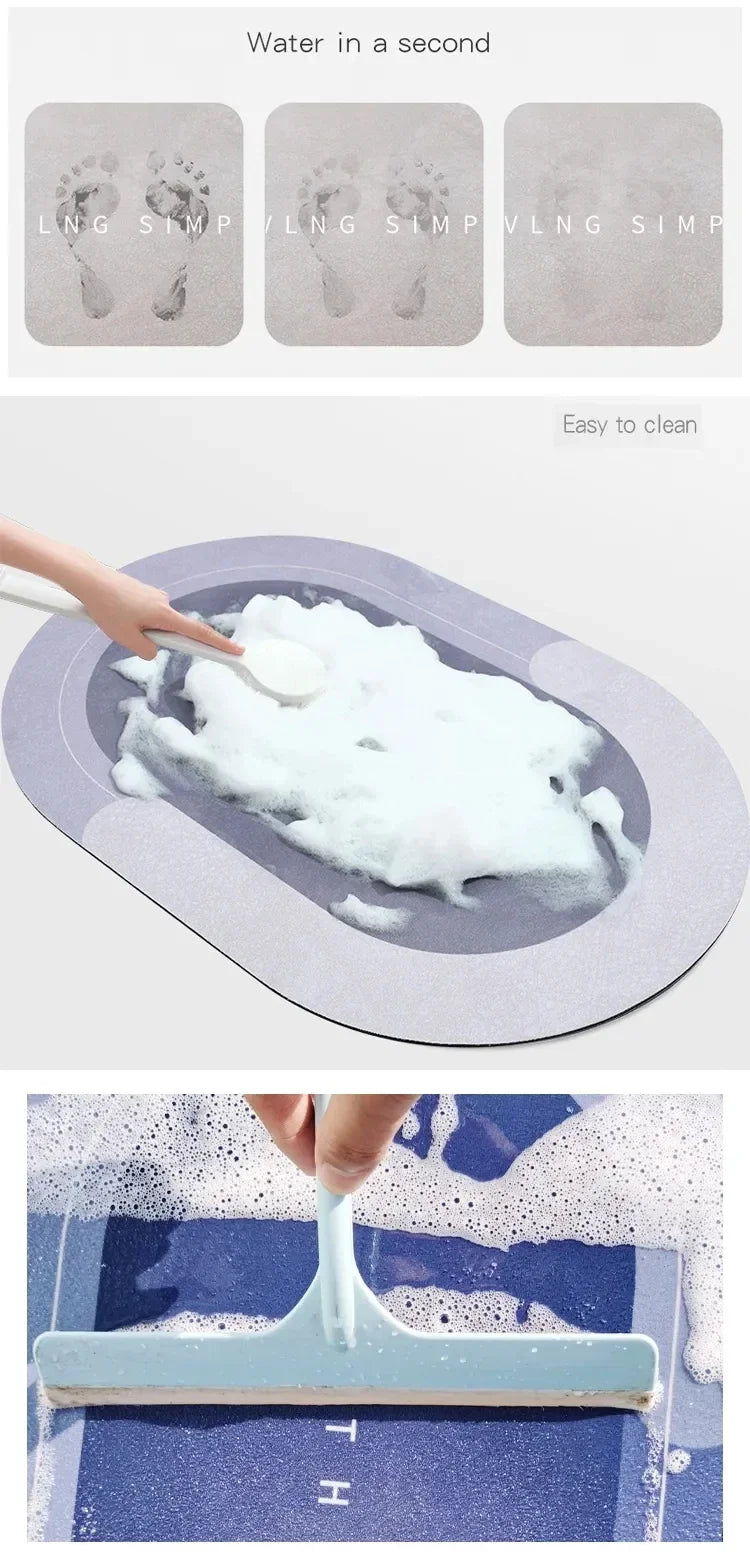 Absorbent Bathroom Bath Mat Anti-slip Shower Rug Quick Drying Bath Mats Kitchen Entrance Doormats Home Floormat Bathtub Carpet