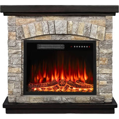 36" Electric Fireplace with Mantel,23 inch Electric Fireplace Insert,TV Stand Freestanding Heater with Remote Control Timer LED