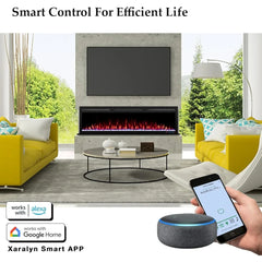 50" WiFi-Enabled Electric Fireplace, Smart Control via Alexa or App, Recessed & Wall Mounted Fireplace Heater