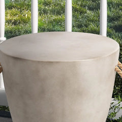 Outdoor Side Set of 2 2 Piece Concrete Side Table Outdoor 17" Small Side Table End Table Grey Accent