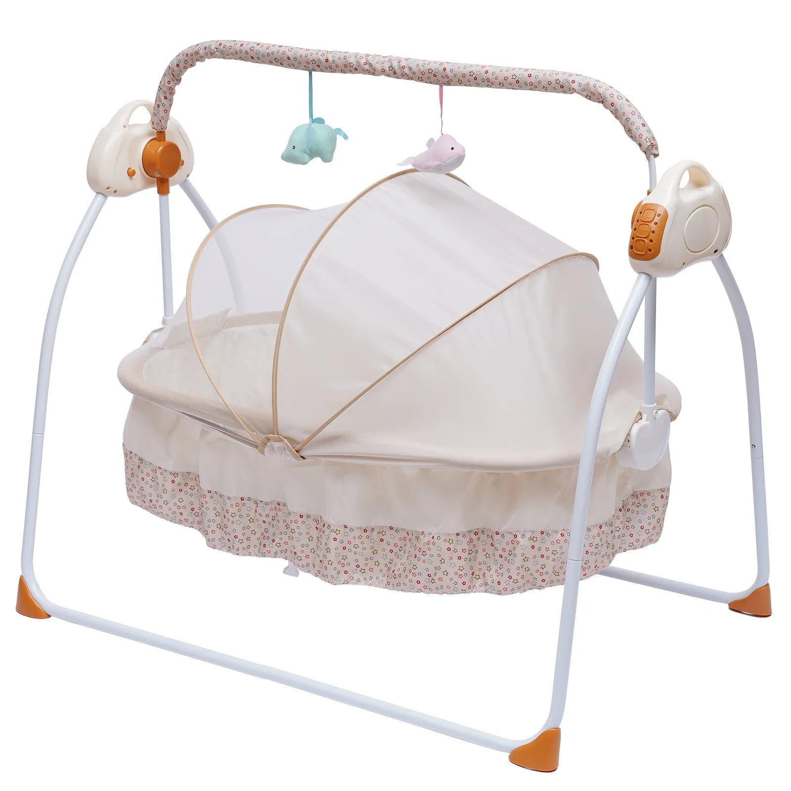 Electric Baby Cradle Auto Swing Rocker Cot Infant Sleeping Bed Swing Crib Kit Timer+Bluetooth Music+Mat+Pillow 5Gears Adjustable