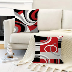 Abstract Modern Geometric Throw Pillow Covers, Red And Black Decorative Cushion Covers,  Decor For Couch Sofa Living Room Bedroo