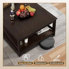 31.5" Modern Square Wood Coffee Table With Open Storage Shelf For Living Room