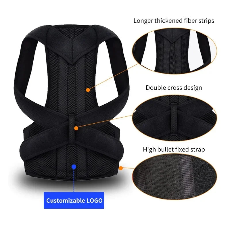 Reinforced Belt Lumbar Column Posture Corrector Vest Adjustable Back Support Strap Shoulder Spine Brace Neck Stretcher Trainer