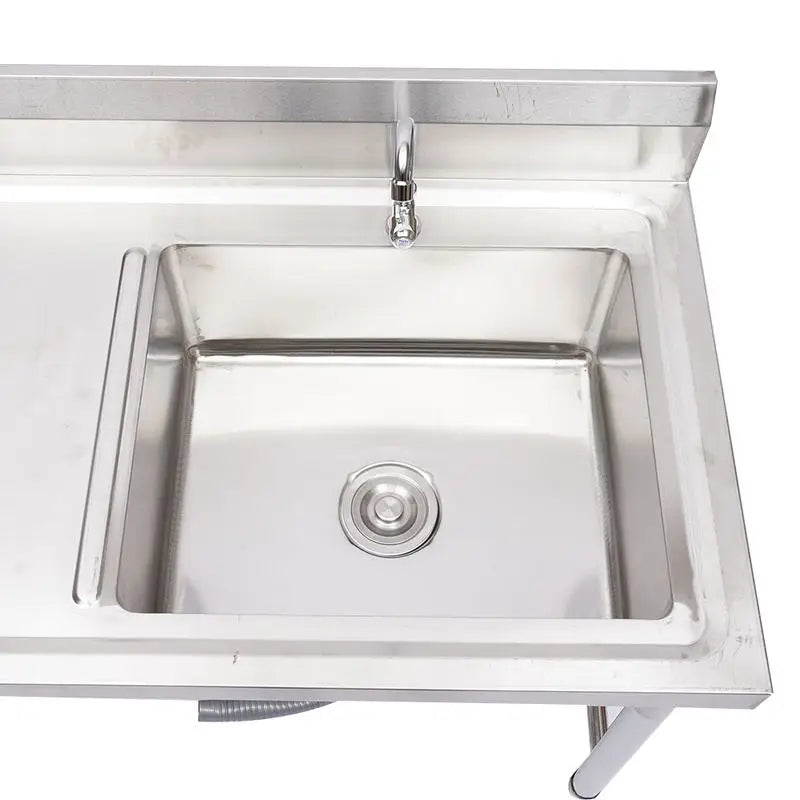 2 Compartment Stainless Steel Commercial Kitchen Sink Restaurant Utility Sink Dish Washing Disinfection Pool with Standing Rack