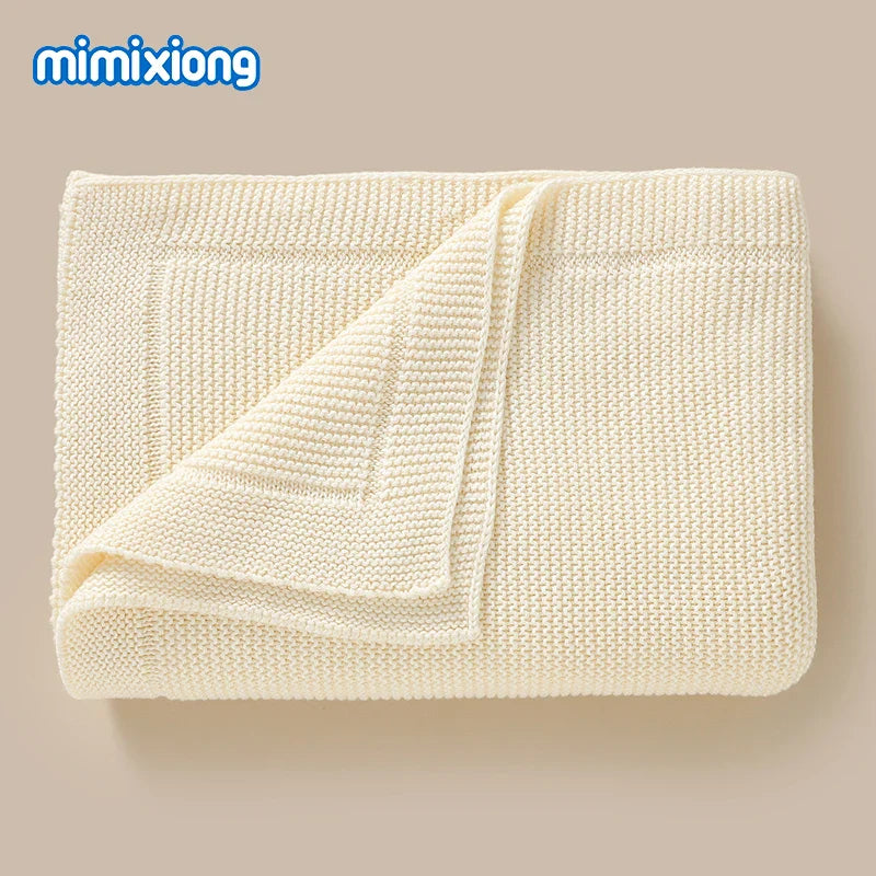 Cotton Baby Blankets Knitted 100*80cm Solid Color Quilts for Newborn Boy Girl Stroller Bedding Swaddle Wrap Portable All Seasons