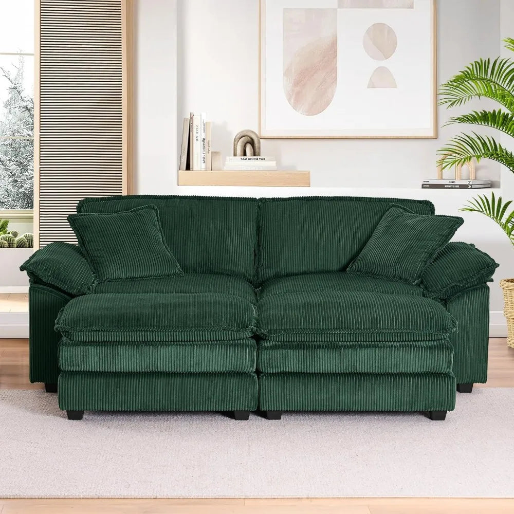 84.6" Sectional Sofa Couch for Living Room,Modern Upholstered Corduroy L Shaped Couch with Chaise,Comfy Deep Seat Loveseat Sofa