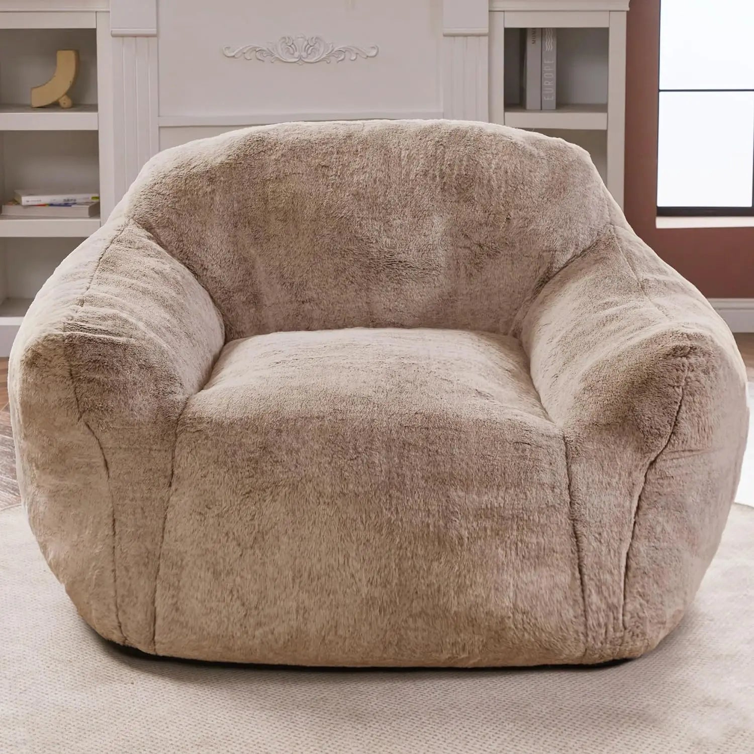 Giant Bean Bag Bag Sofa Chair with Armrests, Bean Bag Couch Stuffed High-Density Foam, Plush Lazy Sofa Comfy