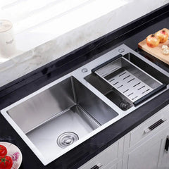 30" x17'' Double Bowl Stainless Steel Drop-in Kitchen Sink With Drain Pipe Double Basin 10" Deep Home Sink Rectangular