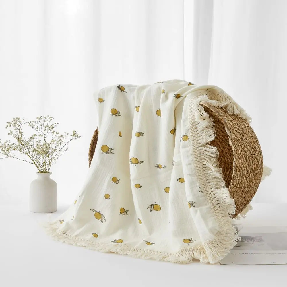 Cotton Muslin Swaddle Blankets for Newborn Baby Tassel Receiving Blanket New Born Swaddle Wrap Infant Sleeping Quilt Bed Cover