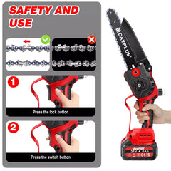 8Inch Cordless Electric Chainsaw Brushless+4.0Ah Battery,One-Handed Portable Pruning for Wood Cutting,Trimming Branch,Courtyard