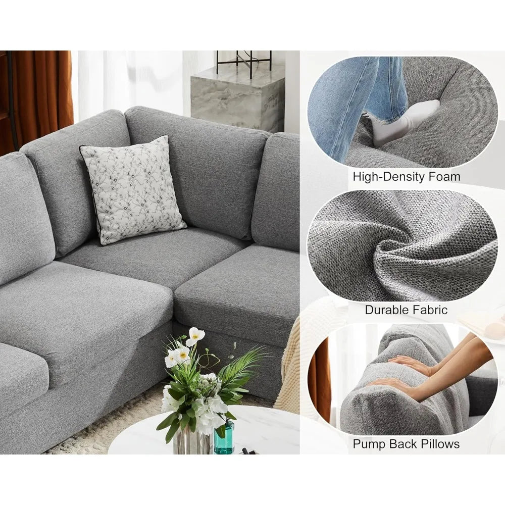 Grey Sofa Living Room Sofas Modular Couch for Living Room Breathable Linen Fabric Corner Couch for Apartment Sofy Do Salon Chair