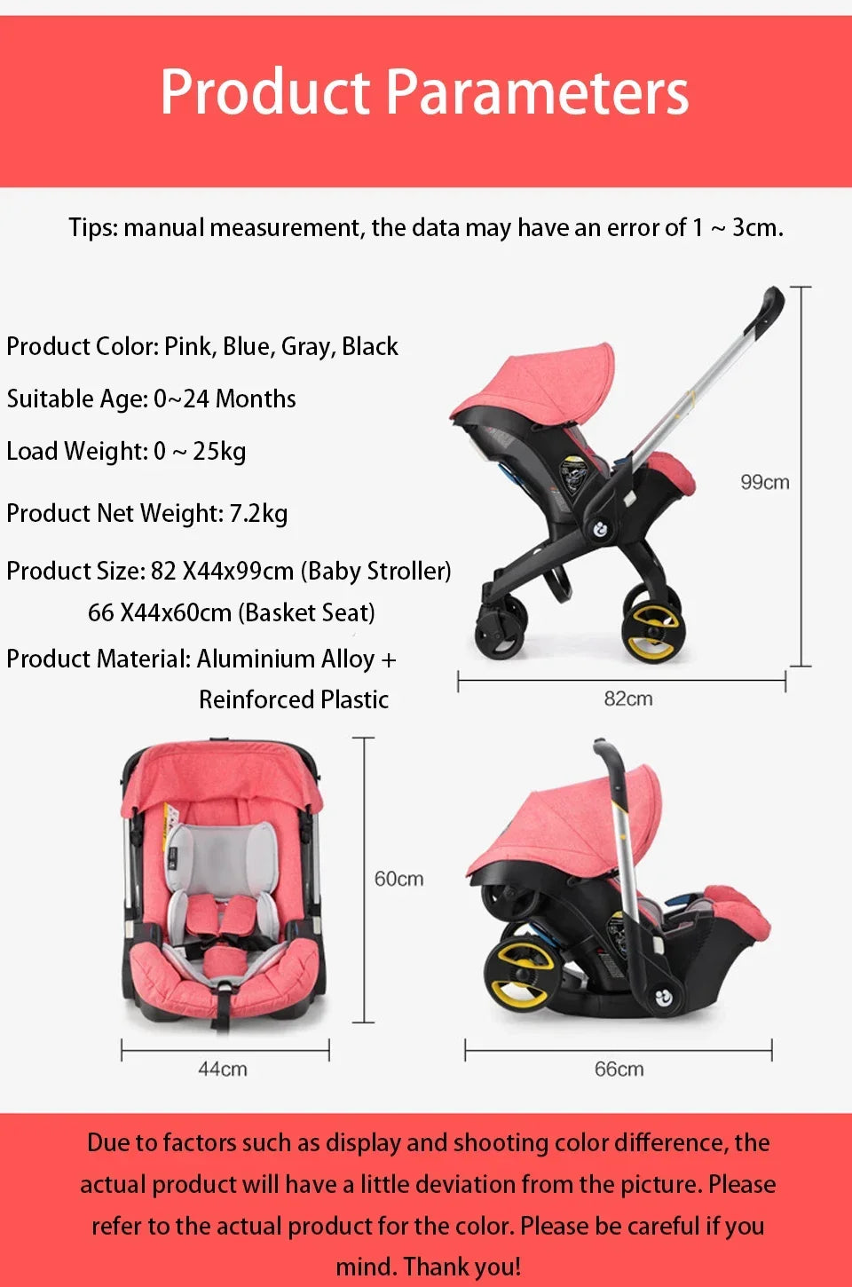 Baby Stroller 3 in 1 With Car Seat Baby Cart Foldable Baby Carriage Prams For Newborns Pram